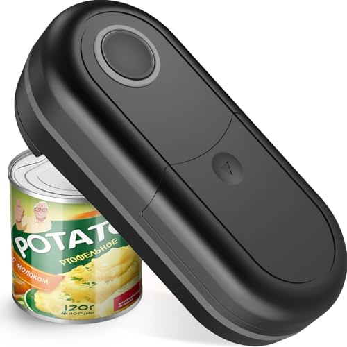 Abrelatas eléctrico, abrelatas manos libres, abrelatas de 360° con un botón que abre automáticamente latas de cualquier tamaño, seguro y fiable, la mejor opción de cocina, potente, seguro y fácil para