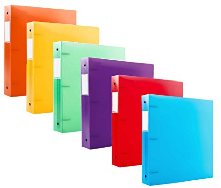 Filexec 50003-6492 6492, 1 Frosted Ring Binder, Set of 6, 6 Assorted Colors, Blueberry, Strawberry, Grape, Lime, Lemon, Tangerine