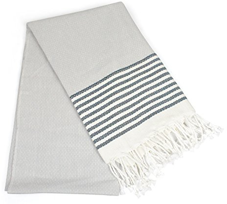 DII 100% Cotton Turkish Fouta Towel Highly Absorbent, Soft and Compact, Great for Beach, Travel and Home, 39x71, Thin Stripes Navy
