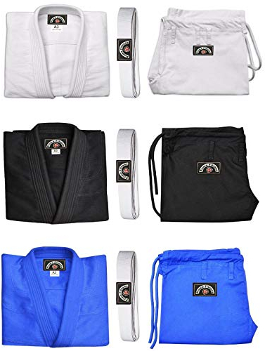 Prime Brazilian Ju Jitsu Uniform Anzug Kleidung Outfit BJJ Aikido Gi 1303-Schwarz mit weißem Gürtel (1303-Weiß, A2)