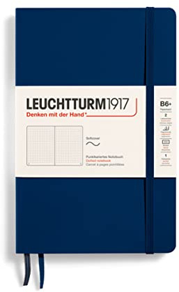 LEUCHTTURM1917 358318 anteckningsbok pocketbok (B6+), mjukt omslag, 123 numrerade sidor, prickad, marinblå