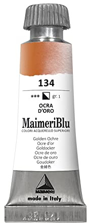 MaimeriBlu 12ml Single-Pigment Watercolor Paint - Golden Ochre PY43 Professional Watercolor Paint - Lightfast and Transparent Watercolor Paint Tube for Artists
