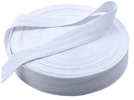 JUHONNZ Bias Binding Tape, 50 Meters Bunting Tape Natural Cotton Tape Webbing Tape Sew Herringbone Roll for Sewing Dressmaking Craft Dressmaking, White 2 cm