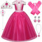 Kosplay Fille Robe de Princesse Aurore Déguisement de La Belle au Bois Dormant avec Accessoires Tulle Maxi Anniversaire Fête Halloween Noël Partie Carnaval Cosplay Robe de Soirée 100