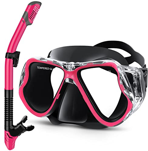 Greatever Dry Snorkel Set,Panoramic Wide View,Anti-Fog Scuba Diving Mask,Professional Snorkeling Gear for Kids