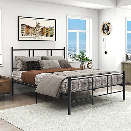 COSTWAY Telaio da Letto in Metallo, Struttura Letto Moderna con Testiera, Pediera e Doghe in Acciaio, Carico Massimo 300kg (200cm x 160cm)