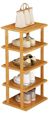 Haloppe Vertikales Schuhregal mit 5/7/8 Ebenen, Holz, schmal, platzsparend, kleines Eck-Schuhregal, freistehend, Pflanzgefäßhalter für Wohnzimmer, Badezimmer, kein Werkzeug erforderlich