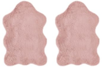 -LUXOR- living Coste - Alfombra mullida de Pelo sintético para Dormitorio, Ideal para Usar como Alfombra de Cama o Dormitorio, Juego de 2 Unidades, 55 x 80 cm, Color Rosa Viejo