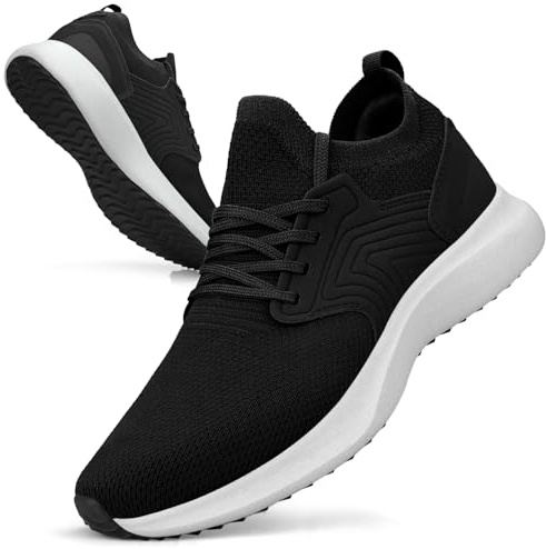 Giniros Zapatillas Running Hombre Zapatillas Deportivas Bambas Sneakers Correr Jogging Caminar Gimnasio Fitness Atlético Trabajo Ligeros Transpirables Zapatillas Deporte Negro Blanco 42 EU