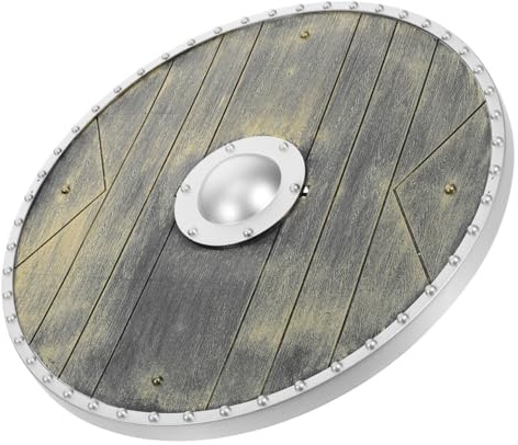 SAFIGLE Round Shield Toy Medieval Pretend Play Prop for Cosplay Stage Decor and Role Play Roman Style Toy Shield for Kids Costume Pirate and Viking Dress up 15.75In