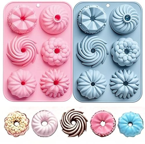 Wenyue 2 Pezzi Stampo Ciambella,ciambelline,stampo muffin rose,piccoli stampi tradizionali Paris Savarin,Stampi per Torta in Silicone,Riutilizzabili Mini Silicone Dolci,per muffin e cupcake
