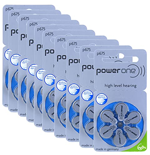Power one P675 - Confezione da 6 batterie per apparecchi acustici, 1,45 Volt, 650 mAh