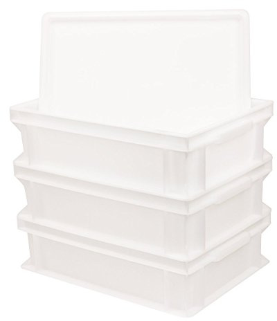 Pimotti Pizzaballenbox (3er Set mit 1x Deckel) mit 30 x 40 x 12 cm, Kunststoffbehälter für Pizzateig, Stapelbehälter, Gärbox (3x11,5 Liter)