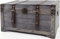 Kobolo Truhe KUBA, 70x35x38 cm, grau, Vintage Holztruhe mit Deckel & Stauraum, rustikale Aufbewahrungstruhe im Schatztruhendesign mit Metall- & Kunstlederapplikationen