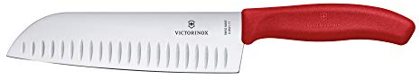 Victorinox Swiss Classic, coltello da cucina/Santoku, lama da 17 cm, intagliata, acciaio inox, inossidabile, Regalo, Rosso