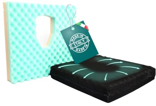 SANEDIA, Coussin Type P, Coussin Anatomique pour Les Douleurs Post-Partum, Hemorroïdes, Fissures Anales, Prostatite et Neuropathie Pudendale, Lavable en Machine à Laver, Dimensions 43,5x43,5x8 cm