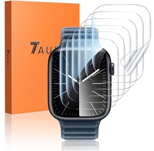 TAURI 6 Pack Screen Protector for Apple Watch Series 9/8/7 45mm & Series 6/5/4 SE 44mm, Bubble-Free, HD Clear, Easy Installation, Ultra-thin Flexible TPU Protective Film for iWatch 45mm/44mm