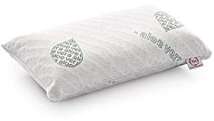 Textilhome – Almohada de Viaje Viscoelástica 43x24 cm | Núcleo de Visco 100% Natural, Tejido Ecológico con Aloe Vera, Transpirable, Suave y Lavable, Petate Enrollable para Transporte.