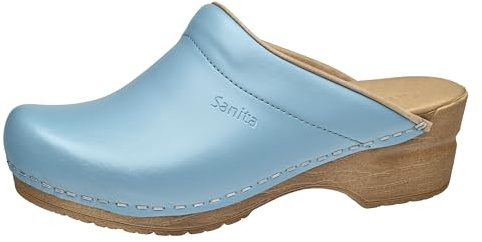 Sanita Sandra Mule Clog | Original Handmade Flexible Leather Clog for Women | Maximum stability | Anatomical shaped footbed with soft foam | Shock absorbing heel | Turquoise | 42