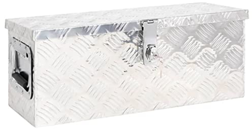 vidaXL Caja de Almacenaje Remolque Herramientas con Tapa Baúl Accesorio para Casa Coleccionables Organizador Garaje de Aluminio Plateado