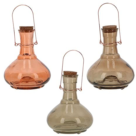 Rivanto® Desert Dream Wespenfalle aus Glas, Ø15 x 19,5 cm, Wespen und Bienenfalle mit Loch im Boden, Korken und Transporthenkel