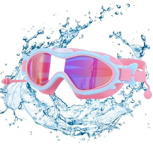 mizikuu Kinder Schwimmbrille, Schnorchelmaske 180° Panorama Kind Taucherbrille Silikon Wasserdichte Antibeschlag UV Schutz Tauchermaske Schnorchel für Kinder Jungen Mädchen Alter 4-14 Jahre