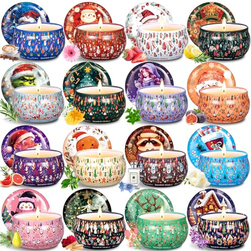 ITMNMNL Duftkerze 16 Pack Duftkerzen Set,Duftkerzen Geschenkset,Scented Candle,Sojawachs Kerzen Set für Damen,Weihnachtskerze Aroma Kerzen,Kerzen Geschenkset für Weihnachten,Geburtstag,Muttertag
