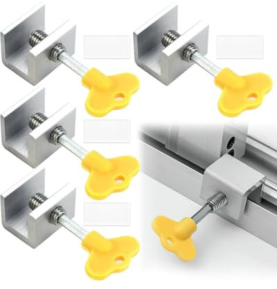 KGDUYC 4PCS Finestra Scorrevole Serratura, Serrature per Finestre Scorrevoli con Chiave, sicurezza finestre serrature - Migliora la Sicurezza della Tua Casa per la Sicurezza Del Bambino