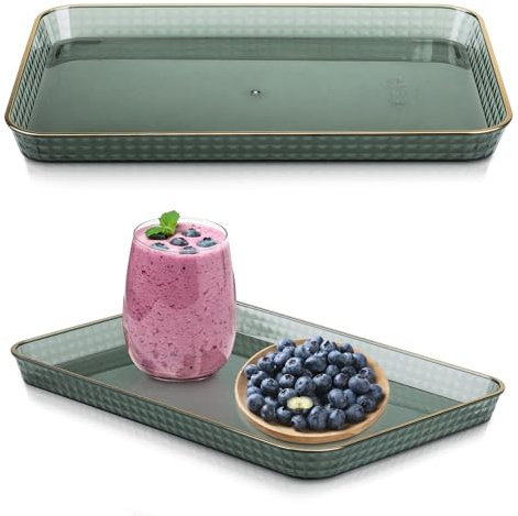 imposyu 2 Pièces Plateau de Service 31x21cm Plastique Plateau de Service Rectangulaire Plateaux Restauration Rapide Plateaux Repas pour Fêtes pour Cuisine Salle Manger Café