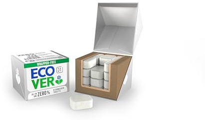 Ecover Zero Dishwasher Tablets, Dishwasher Salt & Rinse Aid Cleaning, Biodegradable Formula, Zero Fragrance, Pack of 1, 24 Tablets