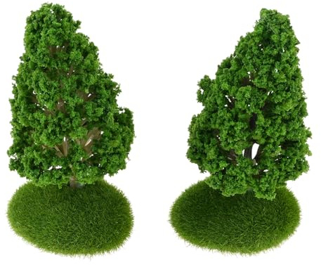 Yetaha 2PCS Model Miniature Trees, 12.5 * 5cm Railway Model Trees with Grass Bases, Mini Artificial Tree Models for Sand Table Micro Landscape Scenery Christmas Decoration Ornaments Crafts