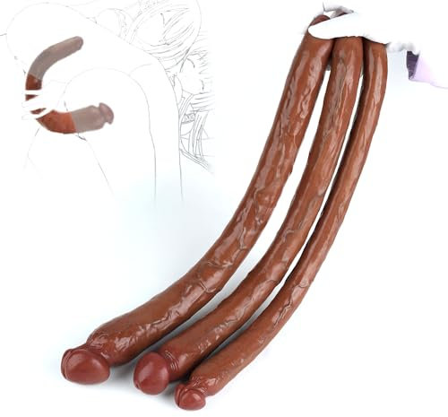 Leyuye 58.5cm Super Langer Doppeldildo Realistischer Dildo XXL Groß Doppelköpfiger Silikon Dildo Weich Flexibel Penis Anal Vaginal Masturbation Doppeldilos für Frauen lesbische und Schwule Paare (M)