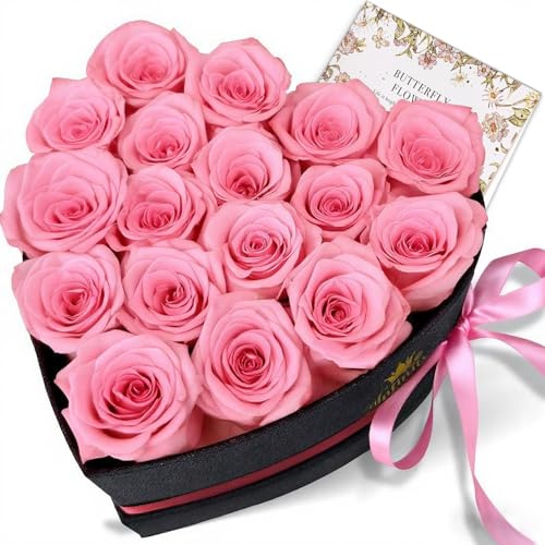 Infinity Rosas Conservadas Rosas, Regalos para Mujeres, Regalos para Mujeres para San Valentín, Día de la Madre, Navidad, Cumpleaños, Aniversarios de Boda (17, Rosa)