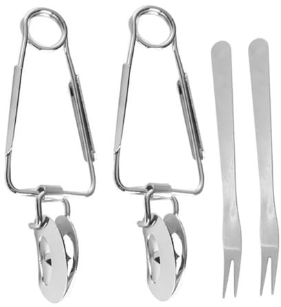 PRETYZOOM 2sets Stainless Steel Clip Escargot Tongs for Appetizers Tea Bag Tongs Kitchen Utensil for Serving Snails Desserts and Salads