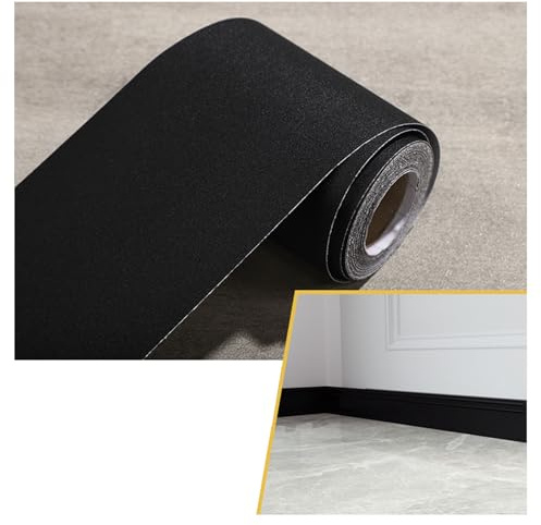 Borde de vinilo autoadhesivo for papel tapiz, 40 x 4 m, resistente al agua, for zócalo, for decoración del hogar, color(Black)