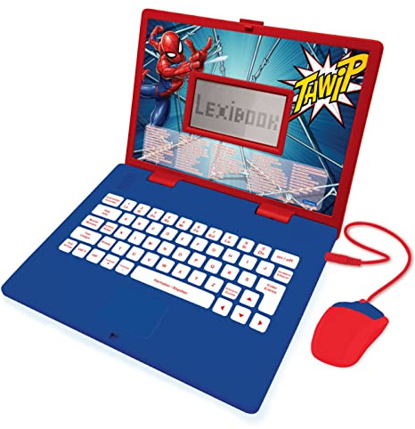 Lexibook Marvel Spiderman - Ordinateur Éducatif Bilingue Français/Néerlandais - Jouet Filles et Garçons avec 124 Activités pour Apprendre, S'amuser et Jouer du Piano - Rouge/Bleu, JC598SPi10LXB