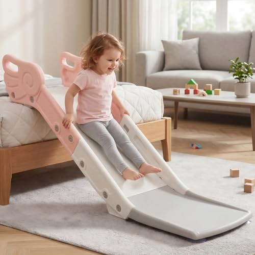 Toboggan de canapé pour enfants, toboggan pour canapé et lit, toboggan de jeu d'intérieur pour garçons et filles à partir de 2 ans (rose clair)