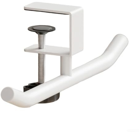 PureBowlic Crochet réglable pour sac d'école, pour bord de bureau, support de rangement en acier carbone robuste, sans outils, pour tables jusqu'à 5,1 cm d'épaisseur (blanc)