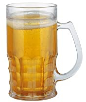 MIK funshopping Chope isotherme double paroi Trompe-l'oeil Bière Jaune orange translucide et transparent D13,5 x H16 cm, 400 ml, Réutilisable, Maison, Boisson chaude et froide, Passe au lave-vaisselle