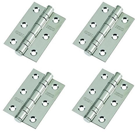 2 Pairs of Door Hinge 3 75mm Ball Bearing Hinges Polished Chrome Suit Internal Doors Pair (2)