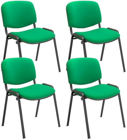 Office Hippo Heavy Duty Stackable Reception Chair, Black Frame, Fabric, Green, Pack of 4