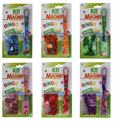 CARTALOTO -12 Magnetsticks Bingo + 100 Pins, ABKMB, mehrfarbig, verschiedene Modelle, 1 Stück