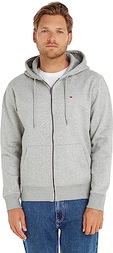 Tommy Jeans Herren Hoodie mit Reißverschluss TJM Regular Zipper, Grau (Light Grey Heather), XL