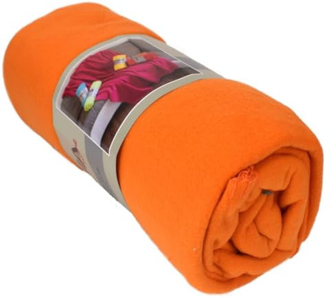 Marabella Fleecedecke Polarfleece versch. Unifarben 130x170cm Wohndecke Schlafdecke Decke, Farbe:orange