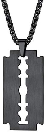 PROSTEEL Herrhalsband rakblad i rostfritt stål/guldpläterad justerbar kedja 55 cm/3 mm tillbehör rock punk stil, Ajustable, Metall, Ingen ädelsten