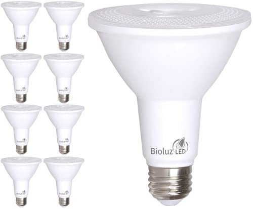 Bioluz LED 8-Pack PAR30 LED Flood Light Bulbs Indoor, 10W = 100W Replacement, 3000K Soft White LED Light Bulbs, 90 CRI, Dimmable, UL Listed, RoHS, FCC and Title 20 Compliant