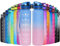 GeeRic Botella de Agua 1L, Botella Agua Gimnasio con Pajita Portátil con Escala/Indicador de Tiempo Botella de Bicicleta para Gimnasio, Escuela,Deportes,Ciclismo (Rosa Azul)