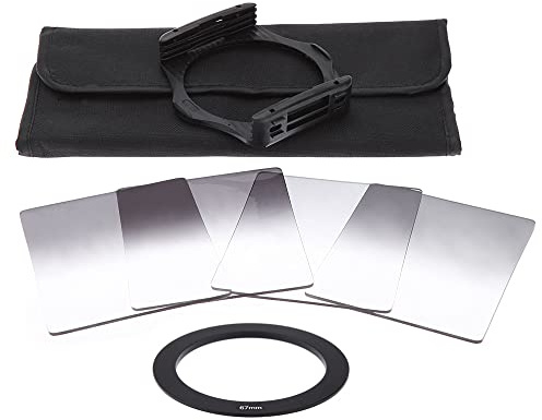 Andoer Serie P Progressive Graduato Densità Neutra Filtro Resina Definire Filtri Graduati 0.3ND 0.6ND Filtro Holder 0.9ND 1.2ND 67mm Quadrato Anello Adattatore per Fotocamera Reflex Digitale