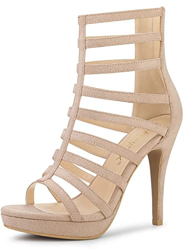 Allegra K Women Stiletto Platform Heels Strappy Gladiator Sandals