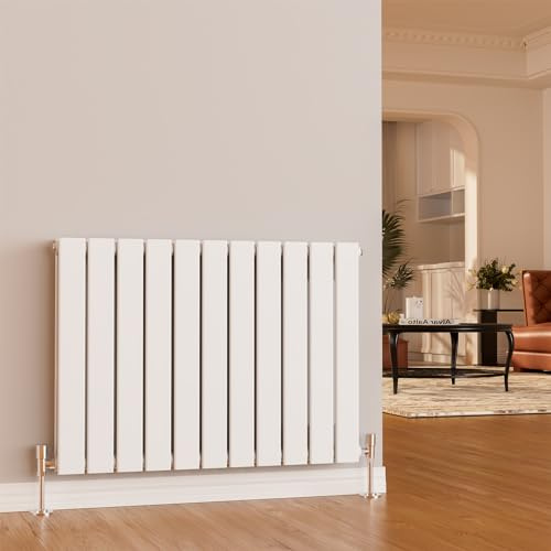EMKE White Radiator 600 x 836 mm Horizontal Double Radiators, Modern Flat Panel Central Heating Radiator for Bedroom, Kitchen, Living Room
